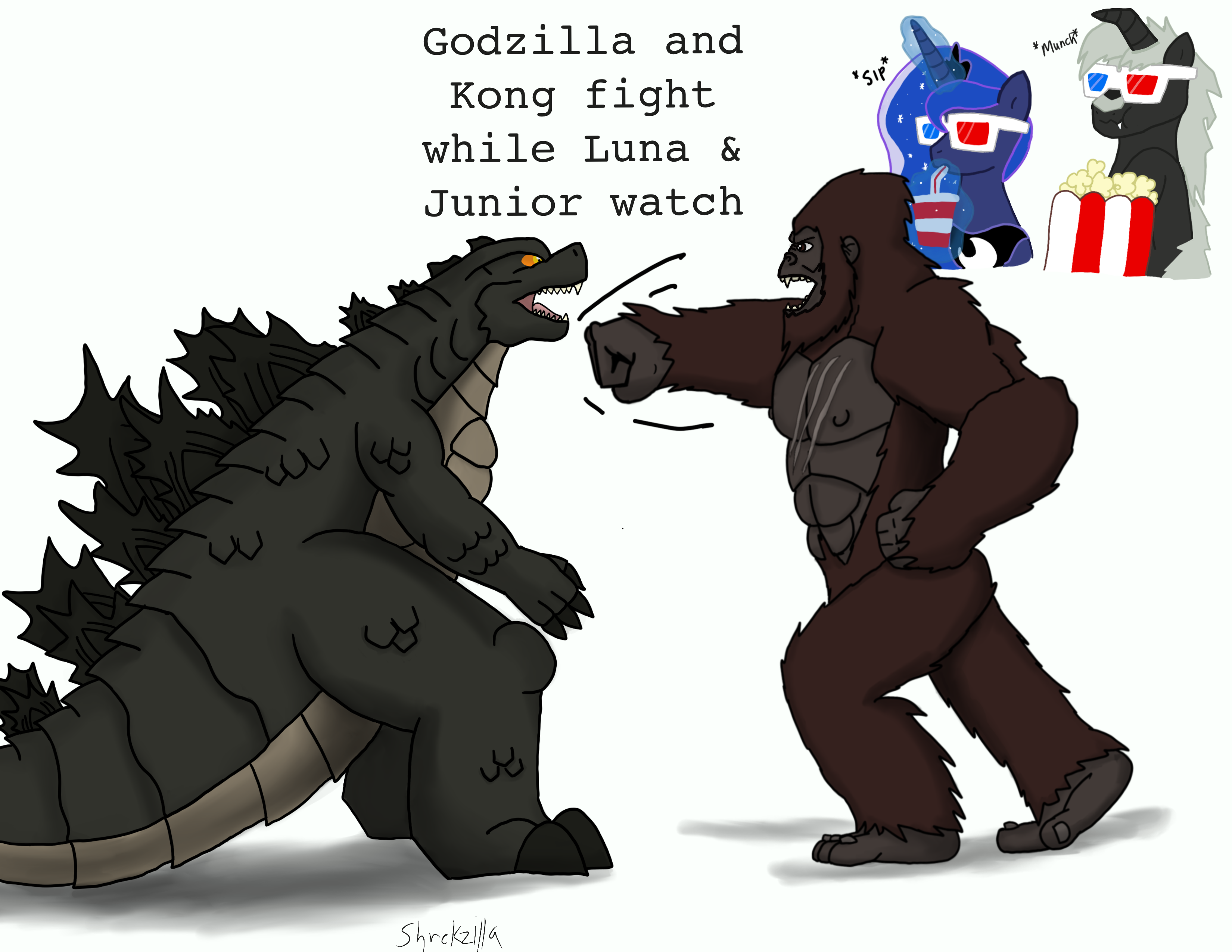 images Mlp Godzilla Deviantart kong fight while lunzilla watch