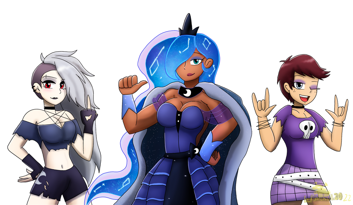 Luna Loud, Loona, And Princess Luna Anime Style by LordShrekzilla20 on