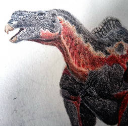 Muttaburrasaurus langdoni with marine iguana face