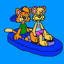 Casey and Joan Cat Ride on a Pedal Boat