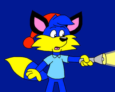 Alex the Fox with a Torch in the Dark