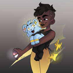 My OC and pokemon Shinx 