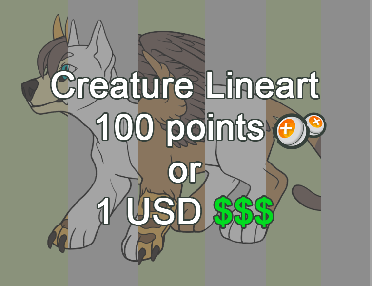 Creature Lineart Sai and PSD P2U Points and Paypal