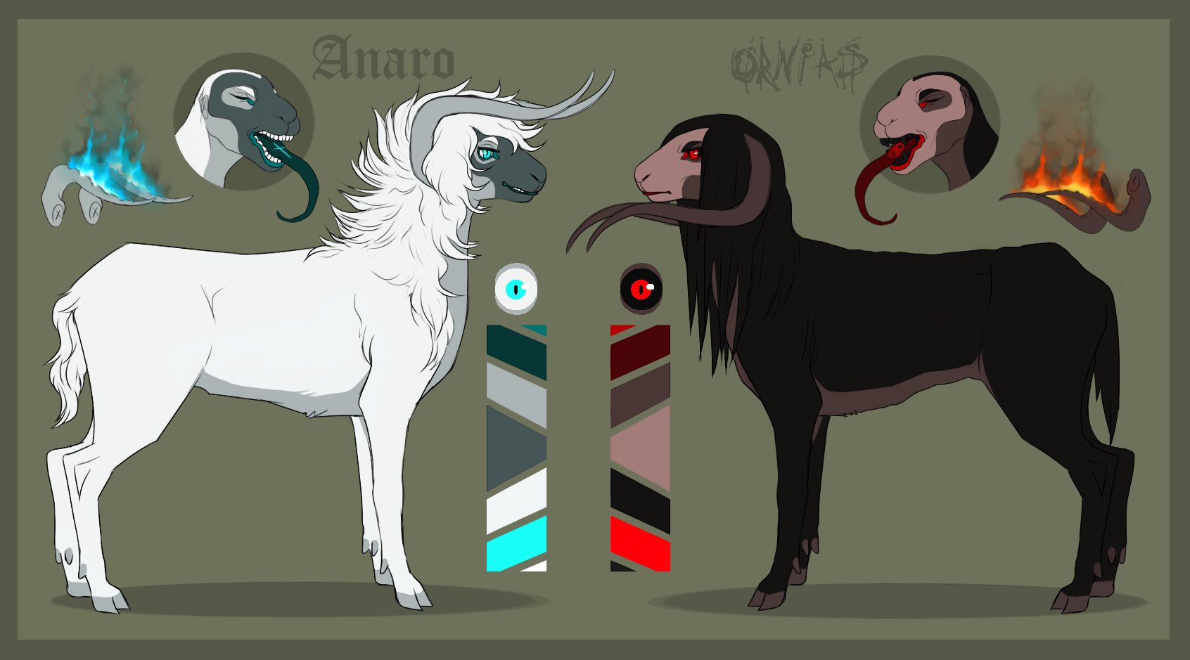 Immortal! Anaro and Ornias reference sheet WIP