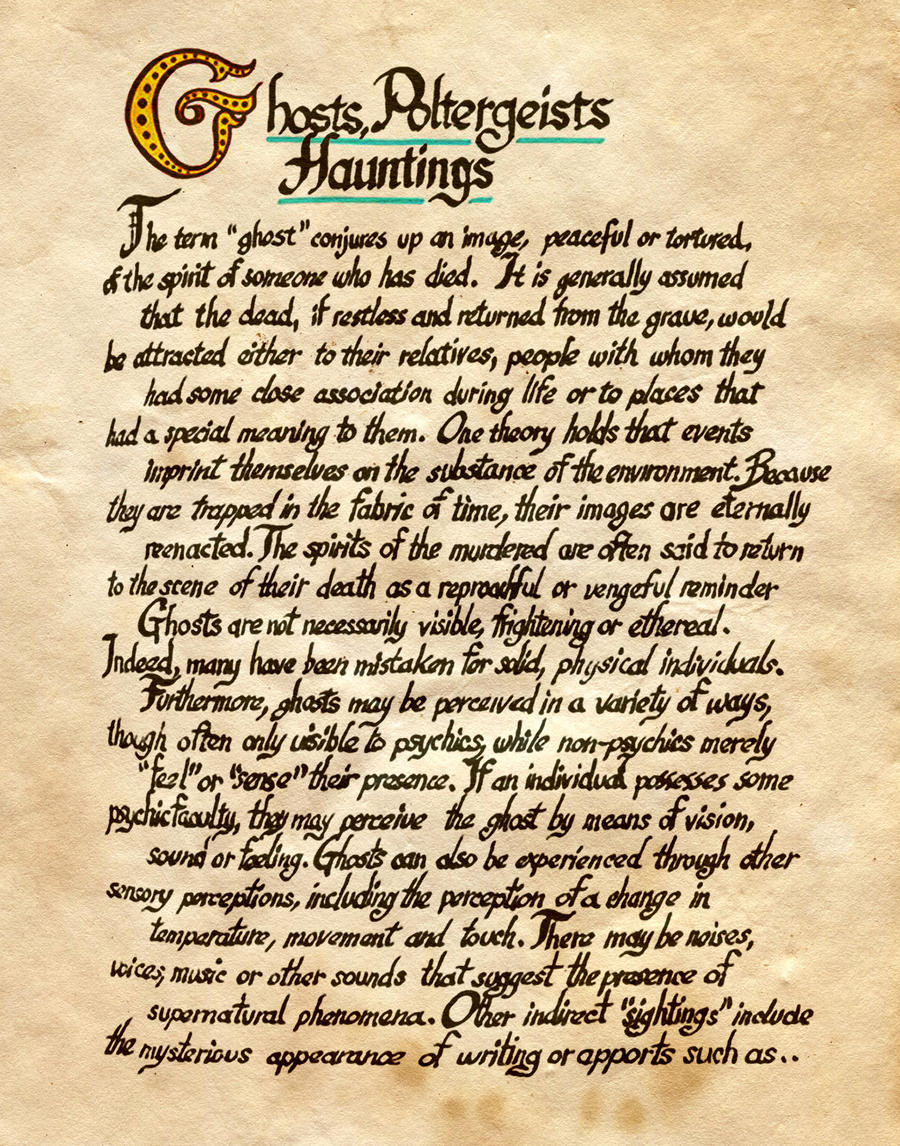 Haunting Lexis Examples Ghosts, Poltergeists, Hauntings by Charmed-BOS on DeviantArt