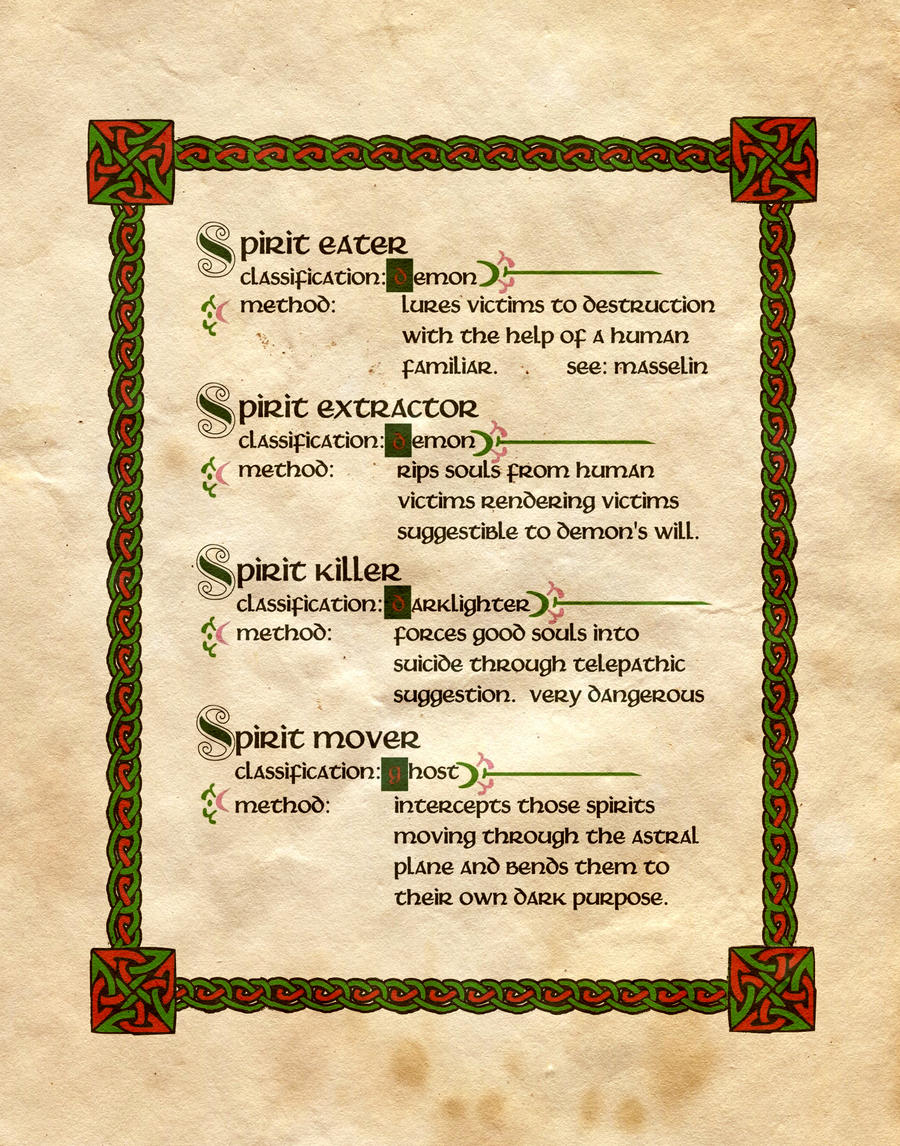 Spirit Classification Chart Spirit Classification by Charmed-BOS on DeviantArt