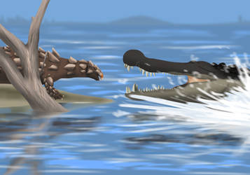 Zuul vs Deinosuchus by YellowPanda2001