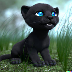 DALL-E 2 - Lonely Black Leopard Cub