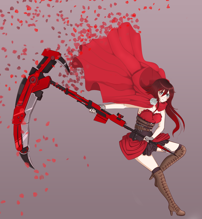 Ruby in clothes with more folds than an origami accordion rwby. 
