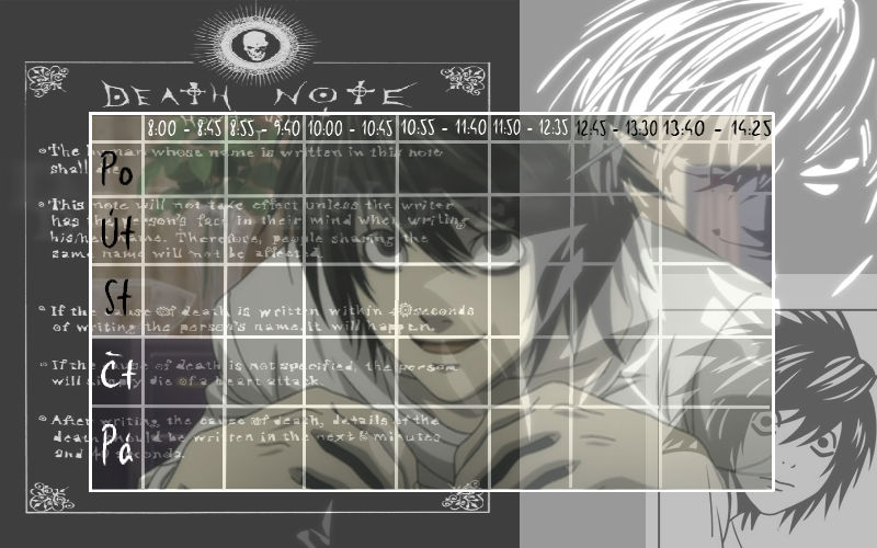 Death Note Reading Table Timetable with Death Note xD by srandistka01 on DeviantArt