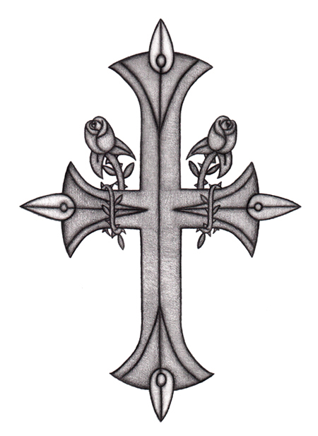 Religious Cross With Roses