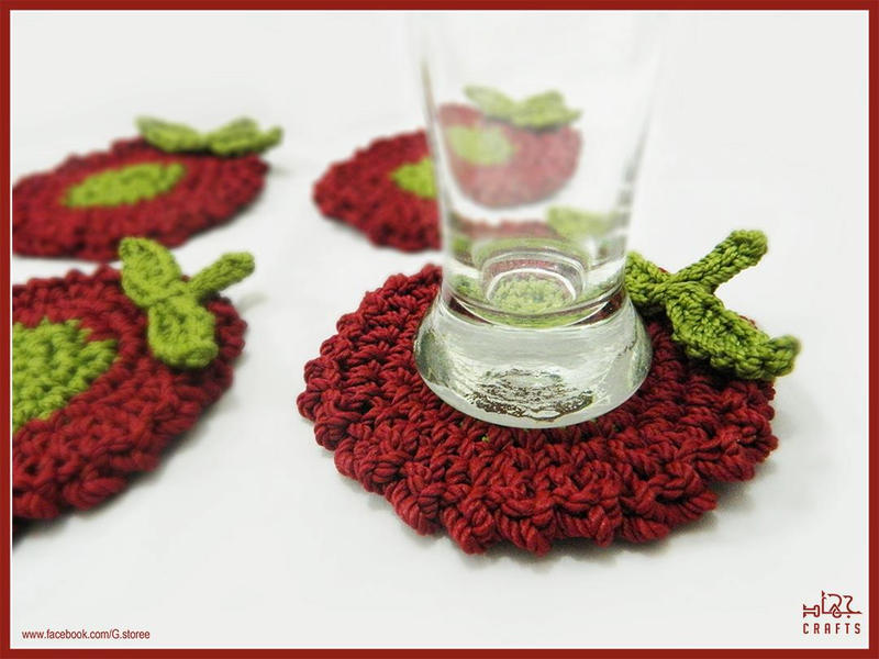 Dark Red Crochet Coaster