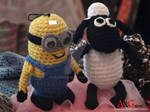 Minion and Shuan the Sheep amigurumi by GehadMekki