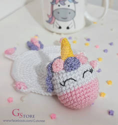 Unicorn crochet coaster pattern amigurumi