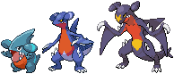 Gible, Gabite and Garchomp Sprites by KingOfThe-X-Roads