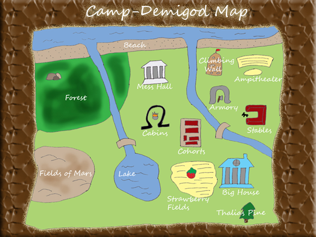 Map of Camp Halfblood- Redrawn for a personal copy by demigod