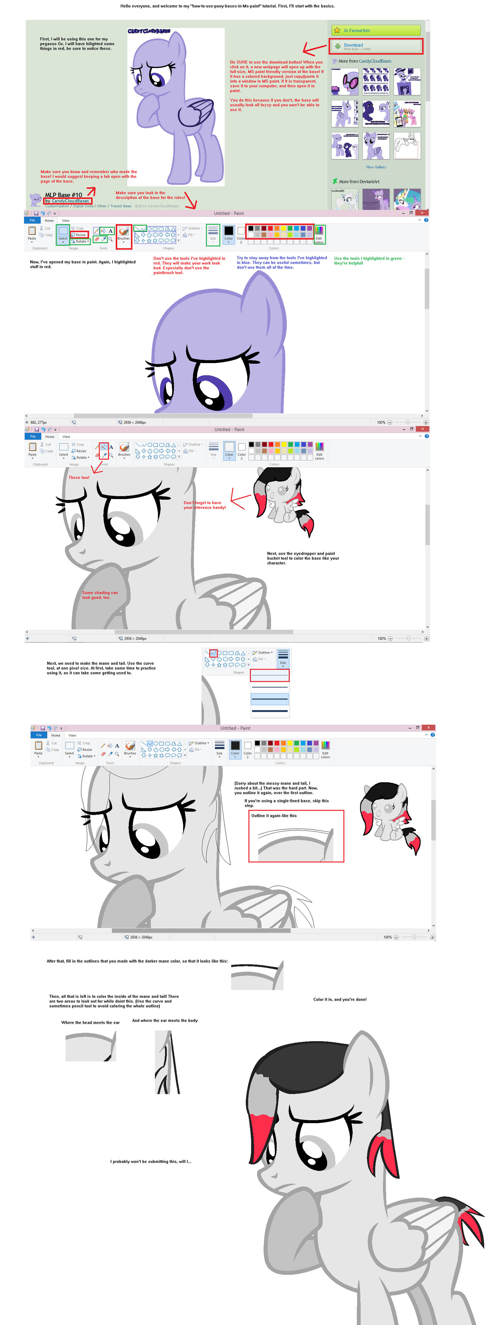 How to use a pony base in MS paint tutorial