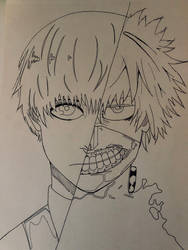 Ken Kaneki Half Human Half Ghoul *outline*