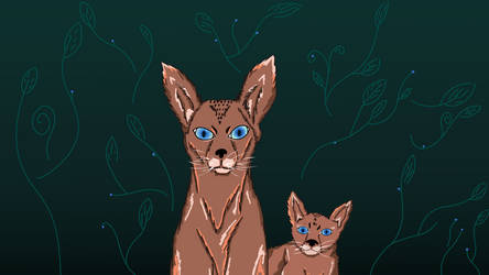 Mountain lion illustration green background