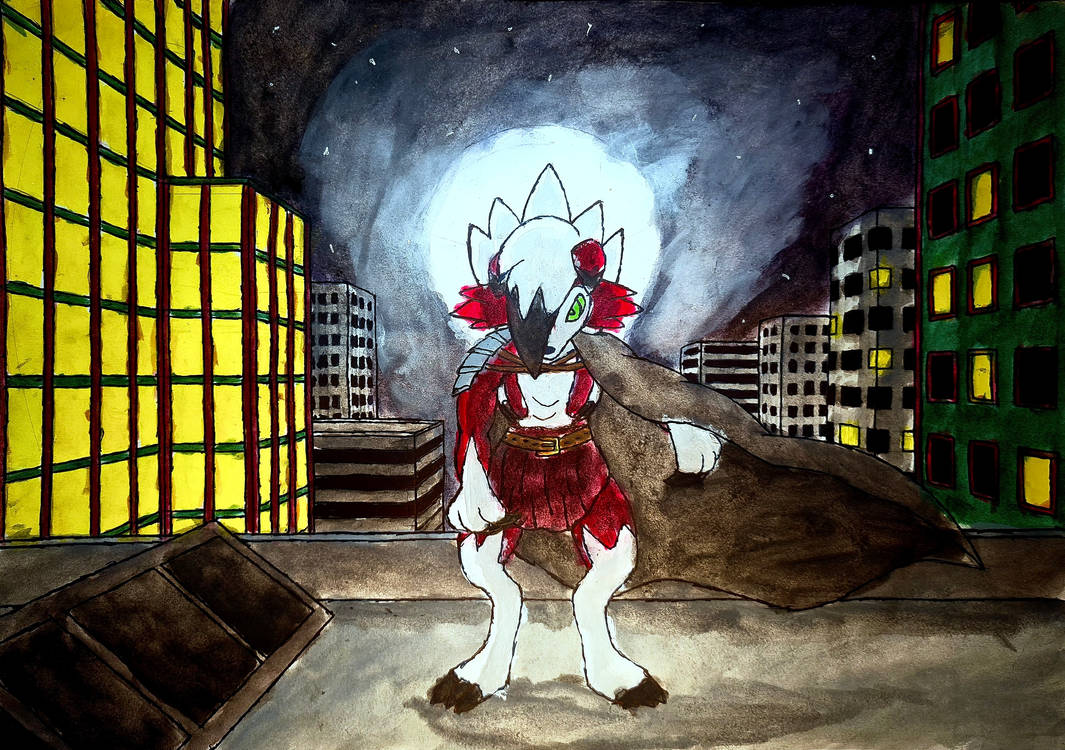 Commission for LightyLycanroc : the red moon