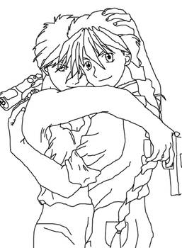 Heero and Duo lineart