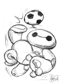 Baymax Soccer Ball caricature 2014