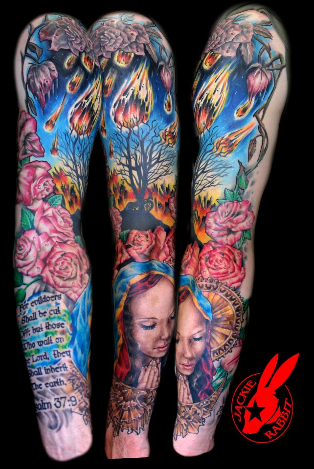 Armageddon Sleeve Tattoo by Jackie Rabbit