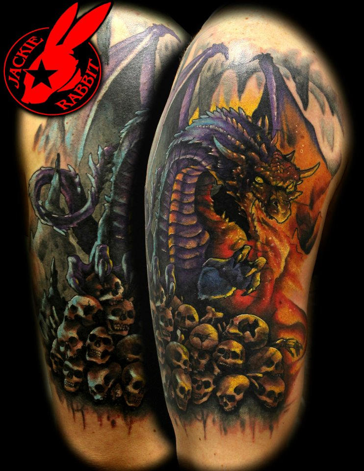Firebreathing Dragon tattoo by Jackie Rabbit by jackierabbit12 on