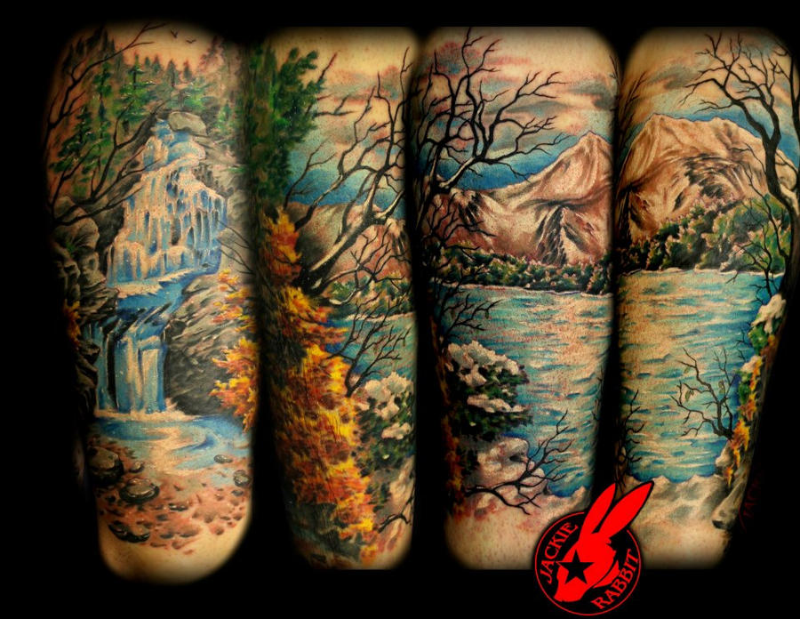 Nature Leg Sleeve Tattoo by Jackie Rabbit by jackierabbit12 on DeviantArt
