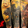 Warrior Half-sleeve Tattoo by Jackie Rabbit