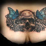 Skull Butterfly Chest  Tattoo by Jackie Rabbit
