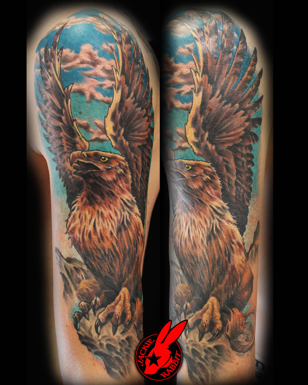 Griffin Sleeve Tattoo by Jackie Rabbit