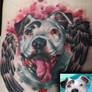 Pitbull Dog Portrait Tattoo by Jackie Rabbit