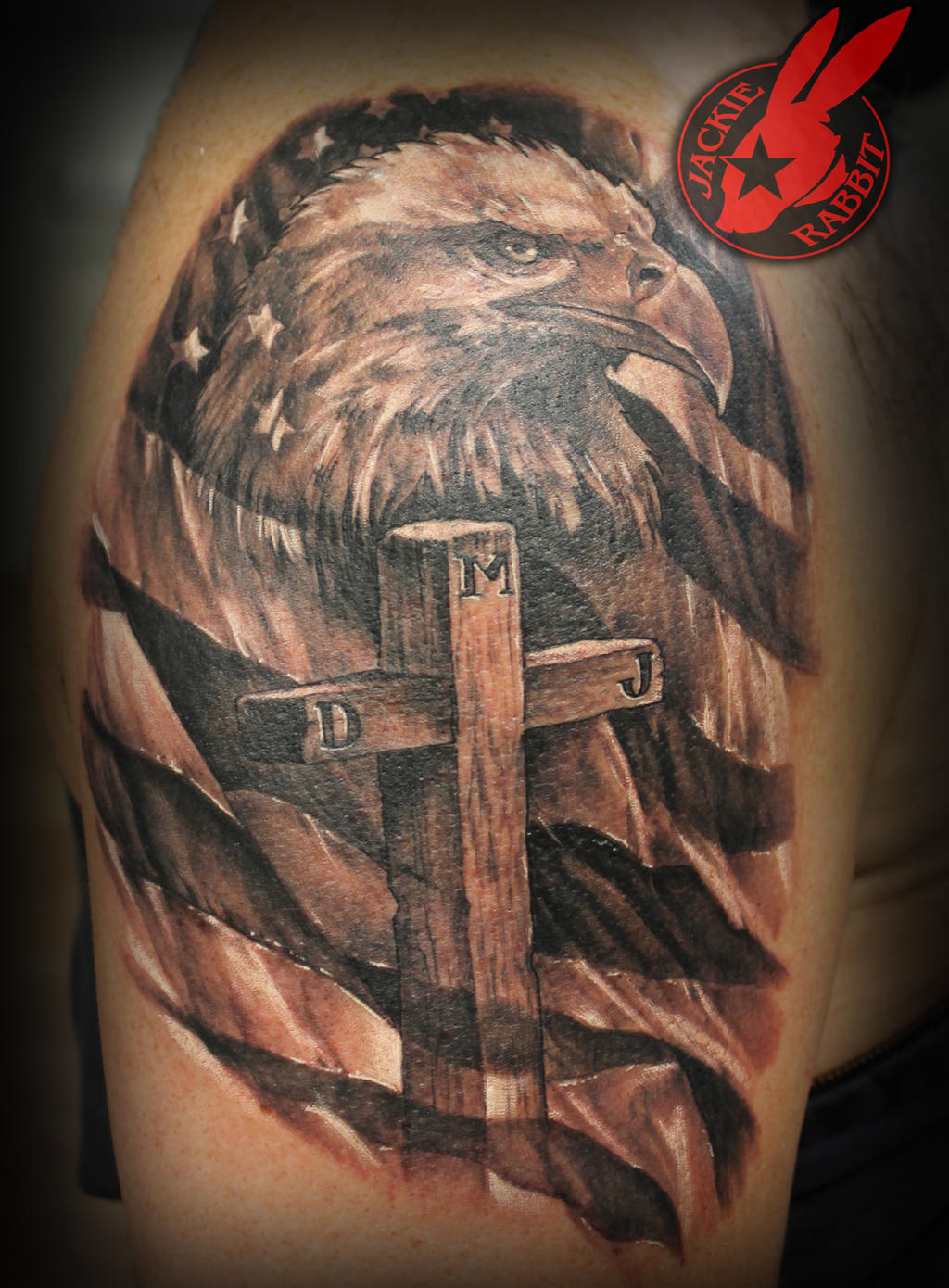 Eagle American flag Cross Tattoo by Jackie Rabbit by jackierabbit12 on