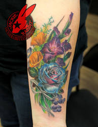 Color Realistic Flower Rose Tattoo Jackie Rabbit