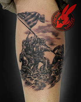 Flag Raising iwo jima Tattoo by Jackie Rabbit