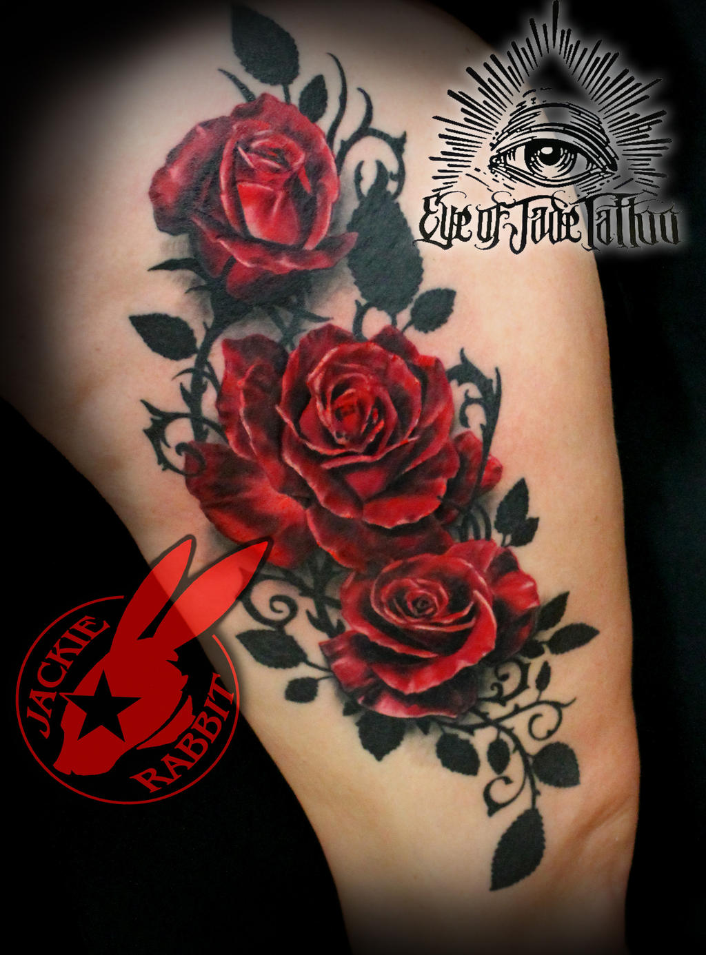 3D Rose Red Roses Tattoo by Jackie Rabbit by jackierabbit12 on DeviantArt