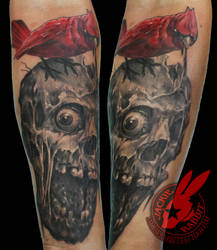 Skull Zombie Cardinal Bird Tattoo Jackie Rabbit