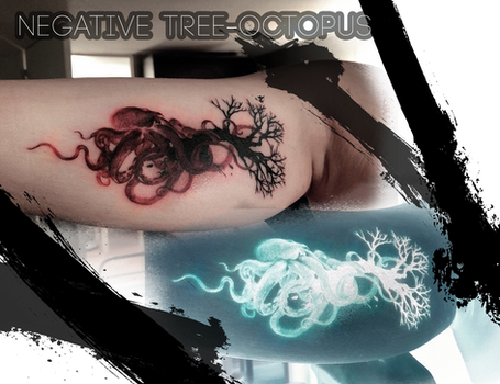 Negative octopus tattoo