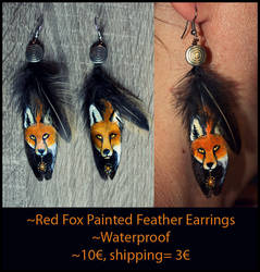 Foxy Painted Feather Earrings FOR SALE!