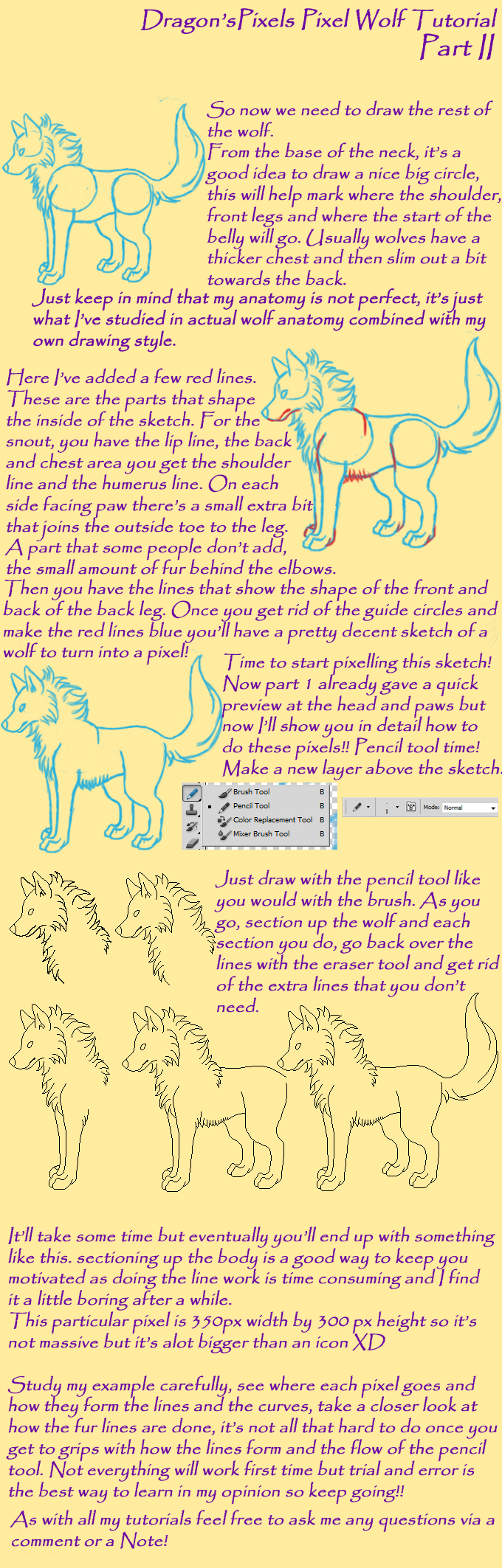 Dragon'sPixels Pixel Wolf Tutorial Part 2