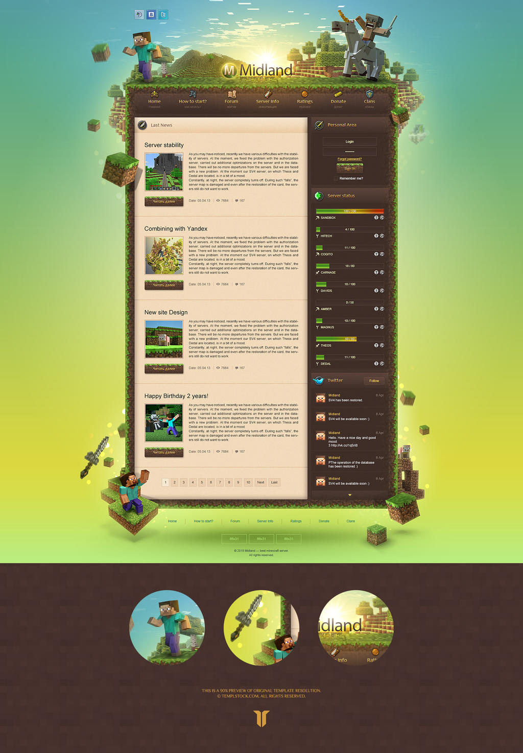 Minecraft Midland Website Template by Templstock on DeviantArt