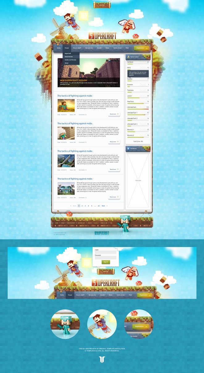 Minecraft SuperCraft Website Template by Templstock on DeviantArt