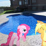 Wet Pinkie and Applejack at the Pool