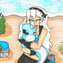 Corrin takes Dratini for a beach picnic. 