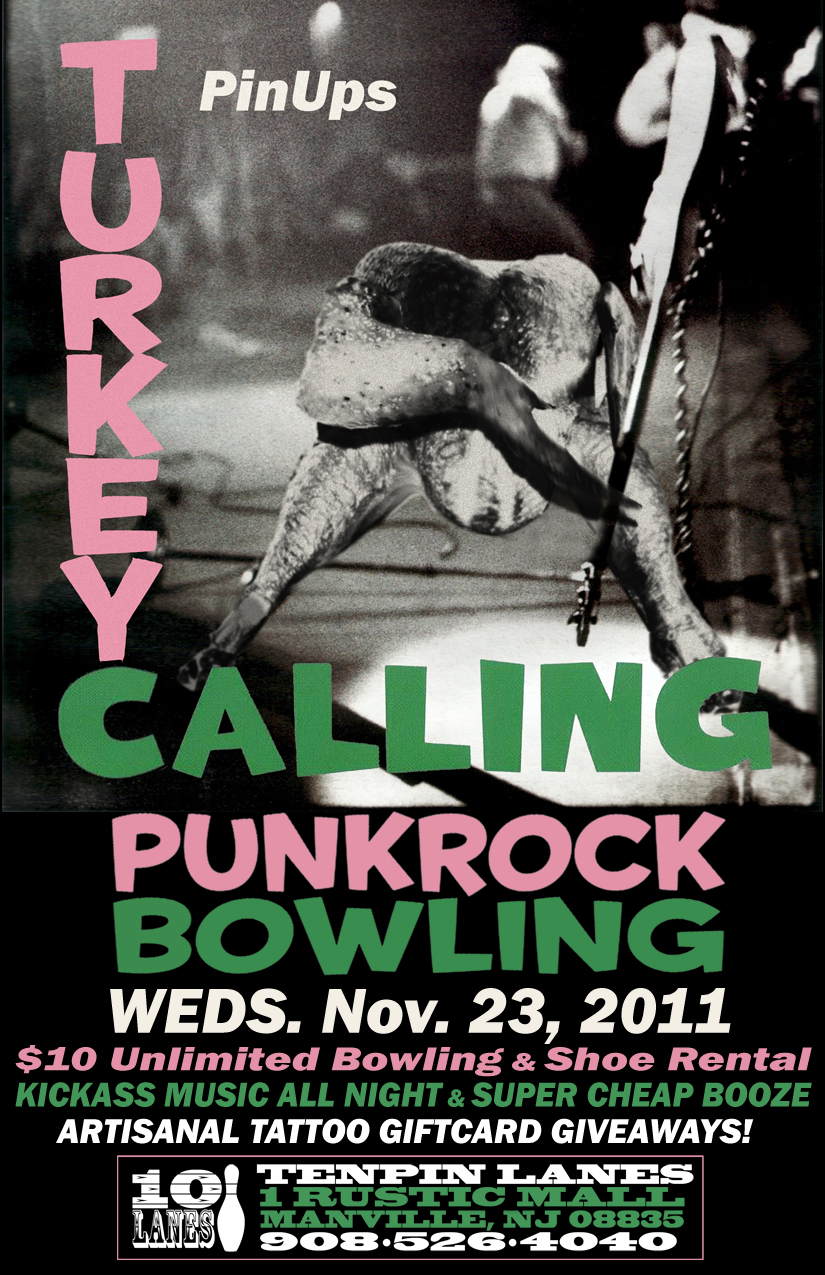 pinups thanksgiving punk rock bowling flyer