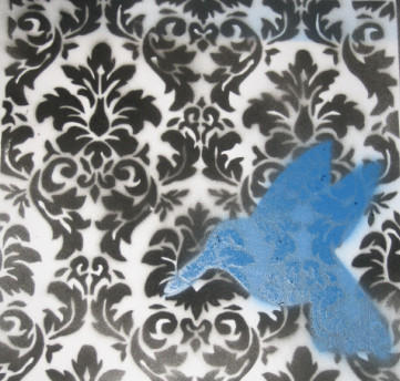 wallpaper+hummingbird stencil