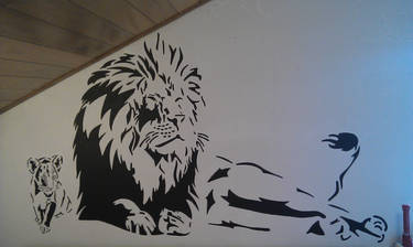 My wall art -  lion and baby lion