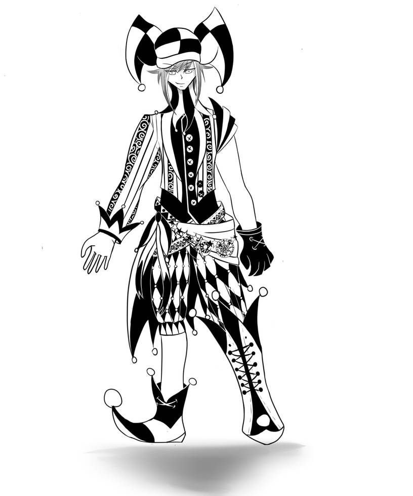 Jester Line Lineart Jester by HunterRed on DeviantArt
