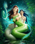 Green Snake / White Snake by LarryWilson